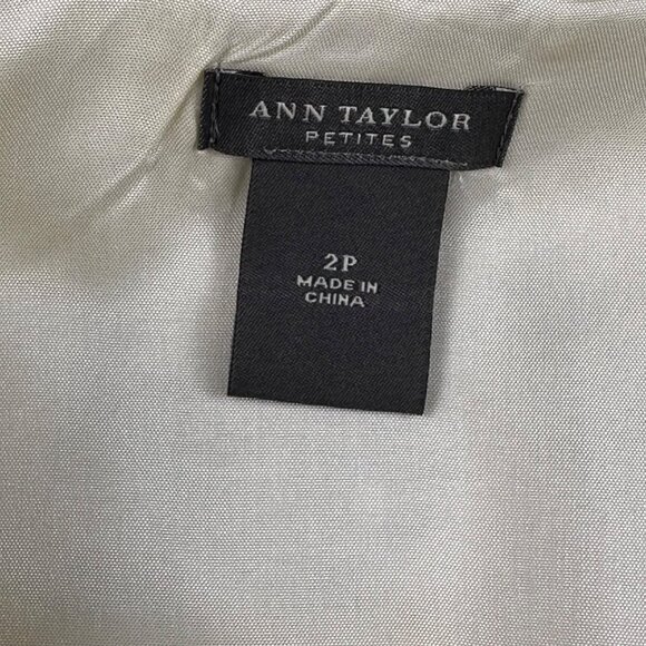 Ann Taylor Womens Dress Strapless White Embroidered Black Waist Linen Fairy - Picture 2 of 10